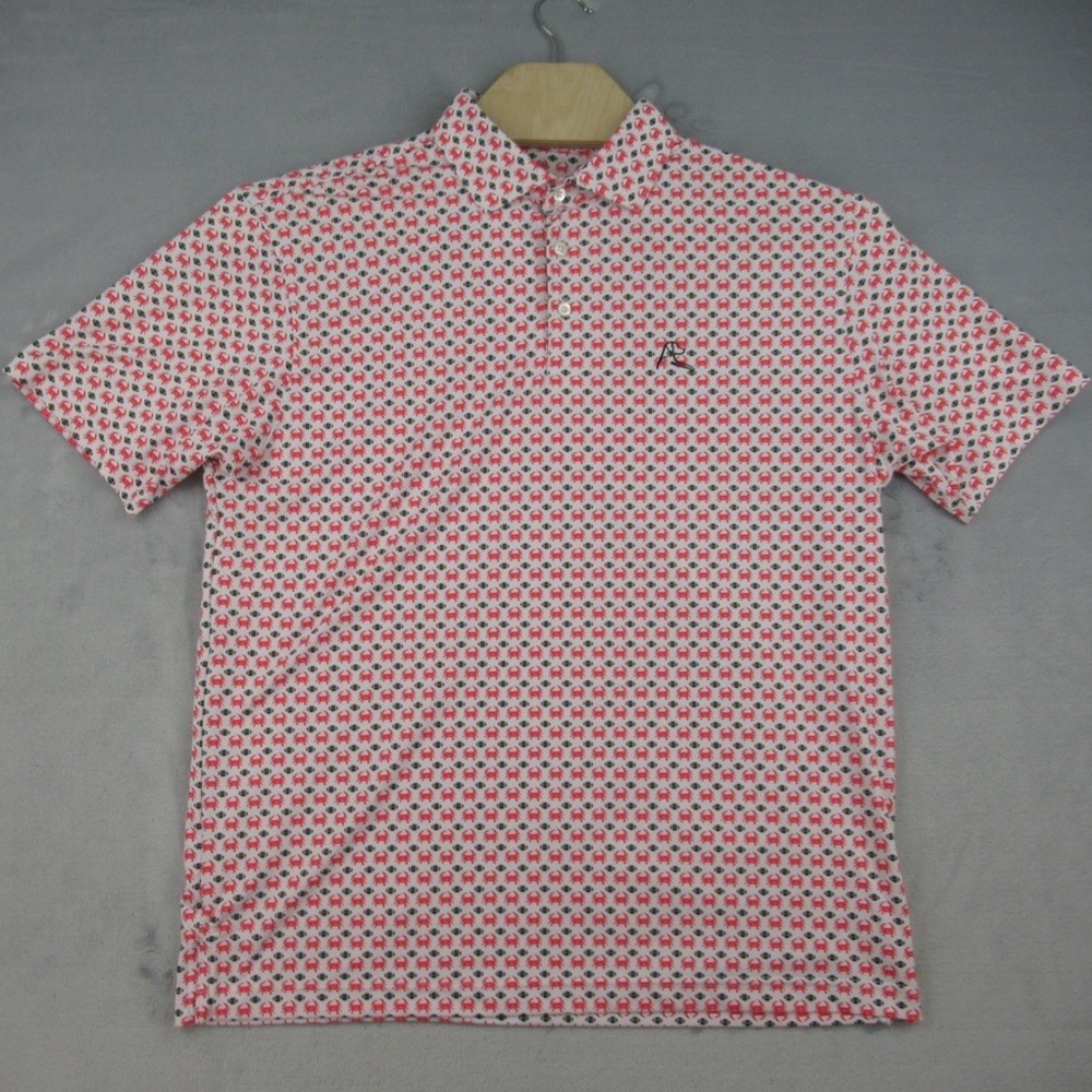 Rhoback Polo Mens Large White Crab Football Maryland Performance Short Sleeve